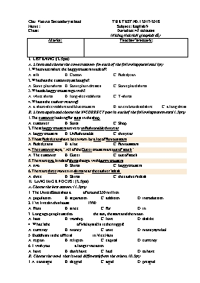 Đề kiểm tra 1 tiết lần 1 môn Tiếng Anh Lớp 9 - Năm học 2017-2018 - Trường THCS Chu Văn An (Có đáp án)